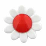 Cirque 95 02818K White Flower with Red Center Button (3/card) .56"/15 mm